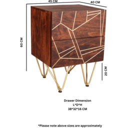 Brooklyn Ozella 2 Drawer Dark Gold Side Table - Brown - Wilko - thumbnail 7