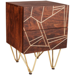 Brooklyn Ozella 2 Drawer Dark Gold Side Table - Brown - Wilko - thumbnail 3