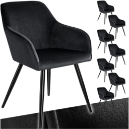 tectake Marilyn Set of 8 Black Velvet Look Padded Dining Chairs - Wilko - thumbnail 3