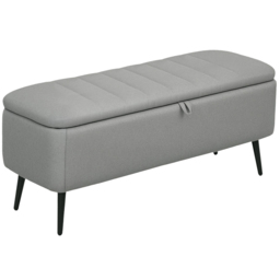 HOMCOM Grey Linen Fabric Storage Ottoman Bench - Size: 44 x 40 x 102cm - Wilko - thumbnail 3