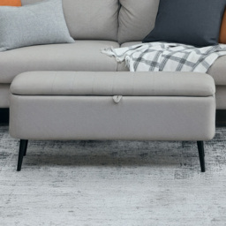 HOMCOM Grey Linen Fabric Storage Ottoman Bench - Size: 44 x 40 x 102cm - Wilko - thumbnail 1