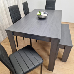 Kosy Koala 6 Seater Metal Arrow Design Dining Bench Set Black and Dark Grey - Portland - Wilko - thumbnail 3