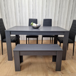 Kosy Koala 6 Seater Metal Arrow Design Dining Bench Set Black and Dark Grey - Portland - Wilko - thumbnail 4