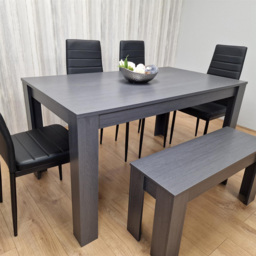 Kosy Koala 6 Seater Metal Arrow Design Dining Bench Set Black and Dark Grey - Portland - Wilko - thumbnail 7