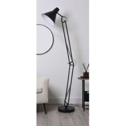 Jenson Retro Black Floor Lamp - Wilko - thumbnail 3