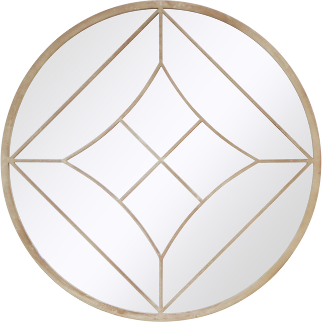 Charles Bentley Lisbon Cream Sand Effect Round Wall Mirror - Size: 3 x 80 x 80cm - Wilko - image 1
