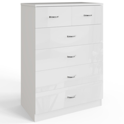 FWStyle Chilton 6 Drawer White Gloss Chest of Drawers - Wilko - thumbnail 3