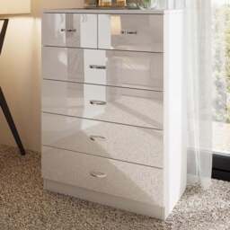FWStyle Chilton 6 Drawer White Gloss Chest of Drawers - Wilko - thumbnail 1