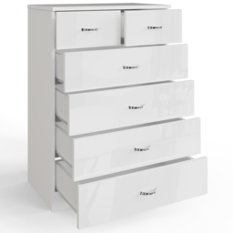 FWStyle Chilton 6 Drawer White Gloss Chest of Drawers - Wilko - thumbnail 4