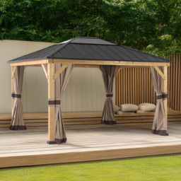 Sunjoy 3.9 x 3.3m Khaki Accessory Curtain for Wood Gazebo (Gazebo Not Include) - Size: 216 x 280.5 x 338.5cm - Brown - Wilko - thumbnail 1