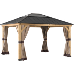Sunjoy 3.9 x 3.3m Khaki Accessory Curtain for Wood Gazebo (Gazebo Not Include) - Size: 216 x 280.5 x 338.5cm - Brown - Wilko - thumbnail 4