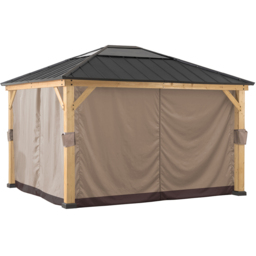Sunjoy 3.9 x 3.3m Khaki Accessory Curtain for Wood Gazebo (Gazebo Not Include) - Size: 216 x 280.5 x 338.5cm - Brown - Wilko - thumbnail 3