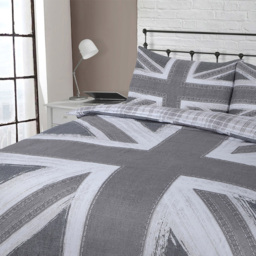 Velosso EasyCare Double Grey Union Jack Reversible Duvet Set - Serene - Wilko - thumbnail 4