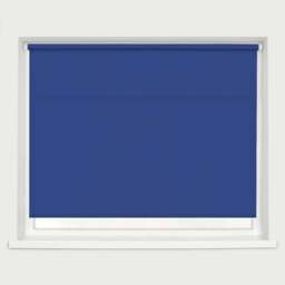 Caecus Straight Edge Roller Blind Electric Blue 120cm - Wilko