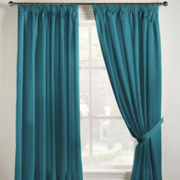 Alan Symonds Madison Teal Taped Top Curtains 117 x 137cm - Size: W 117 x D 137cm - Blue - Wilko - thumbnail 3