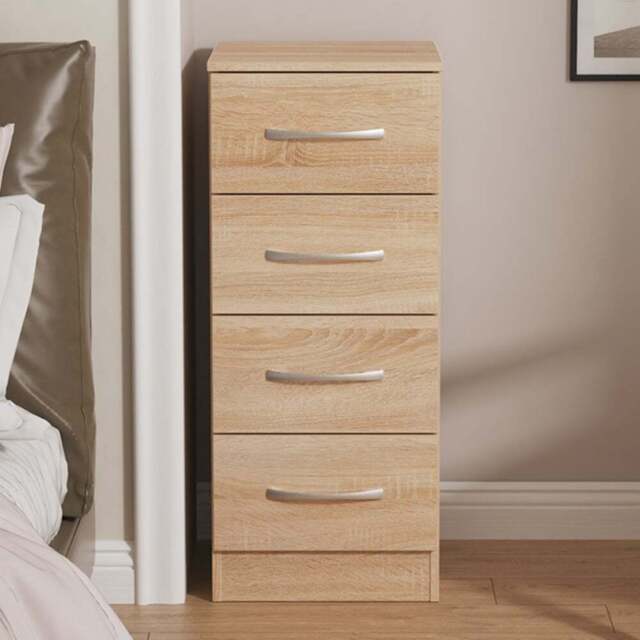 Crowndale Avin 4 Drawer Bardolino Oak Bedside Cabinet - Wilko - image 1