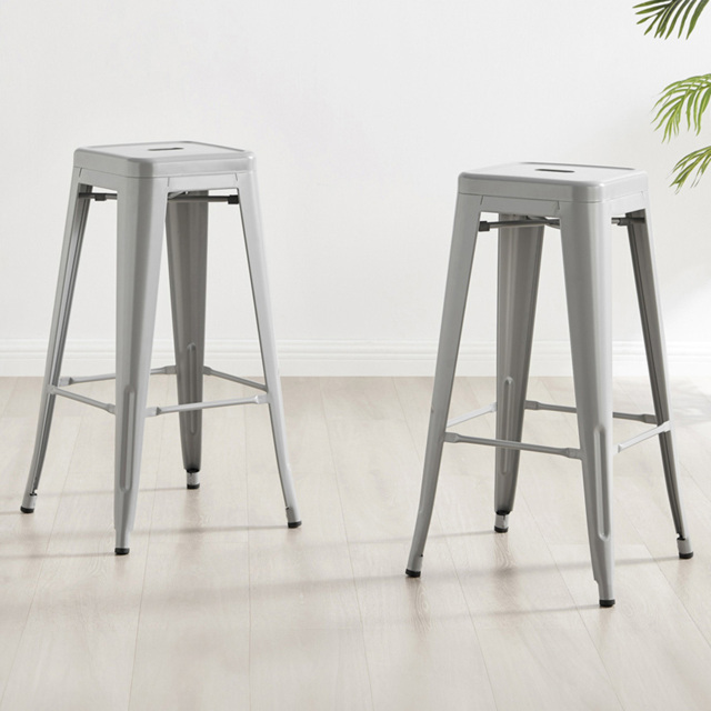 Furniturebox Carter Grey Tolix Style Bar Stool Set of 2 - Wilko - image 1