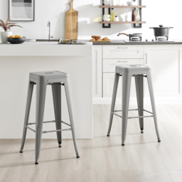 Furniturebox Carter Grey Tolix Style Bar Stool Set of 2 - Wilko - thumbnail 3