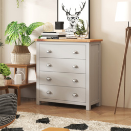 Argenta 4 Drawer Light Grey Chest of Drawers with Chrome Cup Handles - Wilko - thumbnail 6