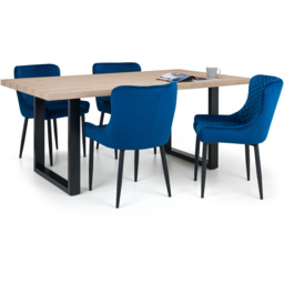 Julian Bowen Luxe Set of 2 Blue Velvet Dining Chair - Black - Wilko - thumbnail 7