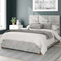 Aspire Caine Small Double Silver Mirazzi Velvet Ottoman Bed - Aspire Beds - Wilko