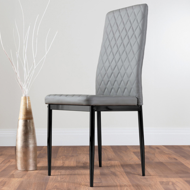 Furniturebox Valera Set of 4 Grey and Black Faux Leather Dining Chair - Wilko - image 1