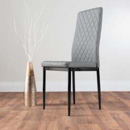 Furniturebox Valera Set of 4 Grey and Black Faux Leather Dining Chair - Wilko - thumbnail 6