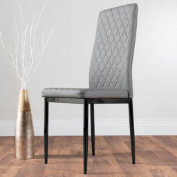 Furniturebox Valera Set of 4 Grey and Black Faux Leather Dining Chair - Wilko - thumbnail 1