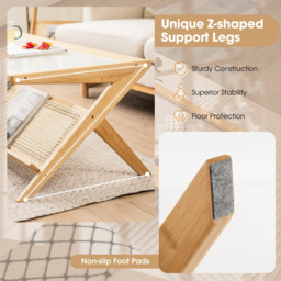 Costway Natural Bamboo Coffee Table - Size: 132 x 58 x 13cm - Cream - Wilko - thumbnail 7