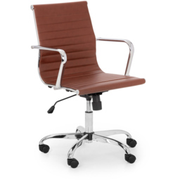 Julian Bowen Gio Brown and Chrome Faux Leather Swivel Office Chair - Size: 58 x 56 x 98cm - Wilko - thumbnail 3