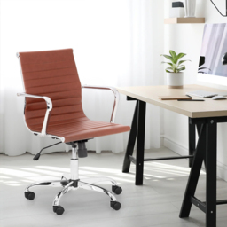 Julian Bowen Gio Brown and Chrome Faux Leather Swivel Office Chair - Size: 58 x 56 x 98cm - Wilko - thumbnail 7