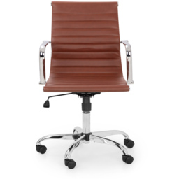 Julian Bowen Gio Brown and Chrome Faux Leather Swivel Office Chair - Size: 58 x 56 x 98cm - Wilko - thumbnail 4