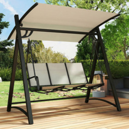 Outsunny 3 Seater Cream Adjustable Swing Chair with Canopy - Wilko - thumbnail 1