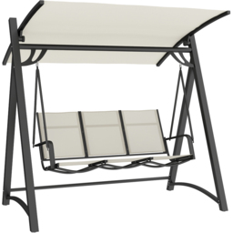 Outsunny 3 Seater Cream Adjustable Swing Chair with Canopy - Wilko - thumbnail 3