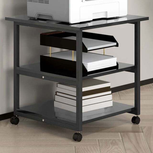 HOMCOM Black Mobile Printer Stand with Printer Storage - Size: 52.5 x 50 x 50cm - Wilko - image 1