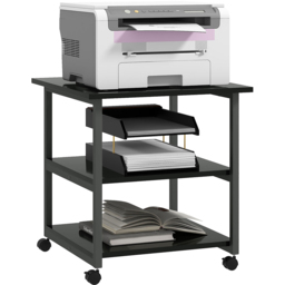 HOMCOM Black Mobile Printer Stand with Printer Storage - Size: 52.5 x 50 x 50cm - Wilko - thumbnail 3