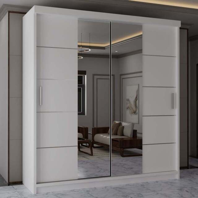 Sliding Wardrobes 4U 2 Sliding Door White Half Mirrored Wardrobe 120cm - Size: 2 Door - Wilko - image 1
