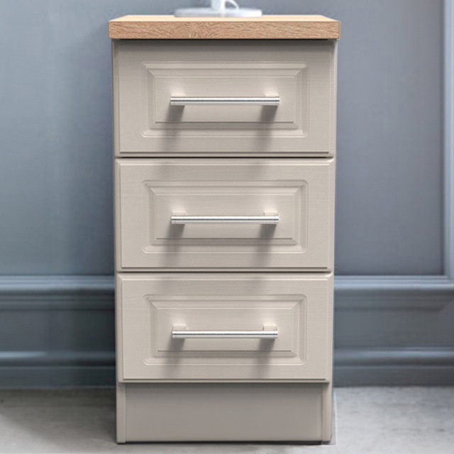 Crowndale Kent 3 Drawer Kashmir Ash and Modern Oak Bedside Table - Cream - Wilko - image 1