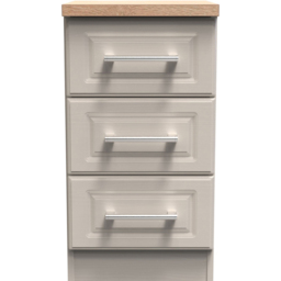 Crowndale Kent 3 Drawer Kashmir Ash and Modern Oak Bedside Table - Cream - Wilko - thumbnail 4