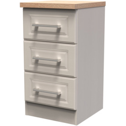 Crowndale Kent 3 Drawer Kashmir Ash and Modern Oak Bedside Table - Cream - Wilko - thumbnail 3