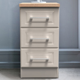 Crowndale Kent 3 Drawer Kashmir Ash and Modern Oak Bedside Table - Cream - Wilko
