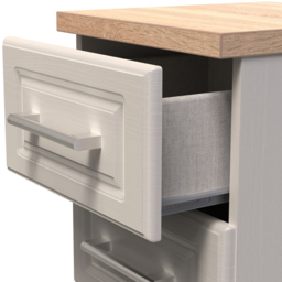 Crowndale Kent 3 Drawer Kashmir Ash and Modern Oak Bedside Table - Cream - Wilko - thumbnail 7