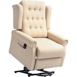 HOMCOM Beige Wingback Button Tufted Electric Power Lift Elderly Recliner Armchair - Size: Single - Yellow - Wilko - thumbnail 3
