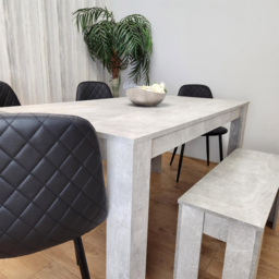 Kosy Koala 6 Seater Faux Leather Dining Bench Set Stone Grey Effect and Black - Multi - Portland - Wilko - thumbnail 6