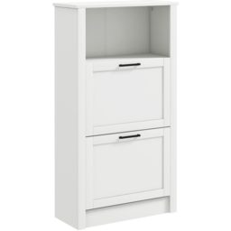 HOMCOM 2 Flip Down Drawer Single Drawer White Narrow Shoe Cabinet - Size: 105 x 24 x 58cm - Wilko - thumbnail 3
