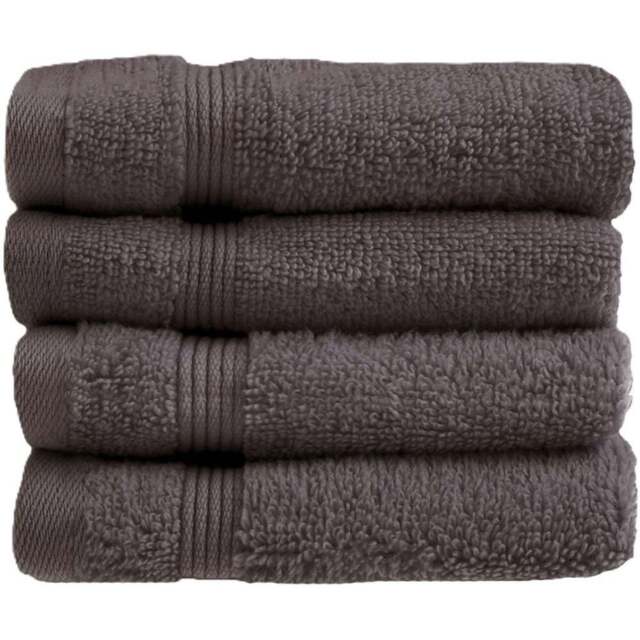 Allure Bath Fashions Luxury Zero Twist Egyptian Cotton Charcoal Grey Face Cloth 4 Pack - Size: 30 x 30cm - Wilko - image 1