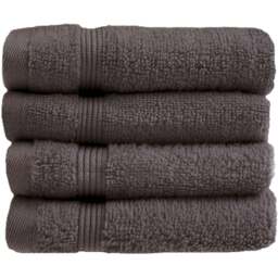 Allure Bath Fashions Luxury Zero Twist Egyptian Cotton Charcoal Grey Face Cloth 4 Pack - Size: 30 x 30cm - Wilko