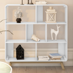 Loft24 Cassie 7 Shelf White Display Unit - Size: 126 x 122 x 29cm - white/white - Wilko - thumbnail 1