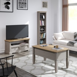 Corona 3 Shelf Grey Wax Finish Low Narrow Bookcase - Wilko - thumbnail 5
