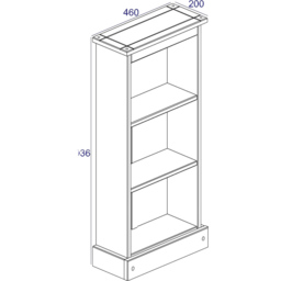 Corona 3 Shelf Grey Wax Finish Low Narrow Bookcase - Wilko - thumbnail 7